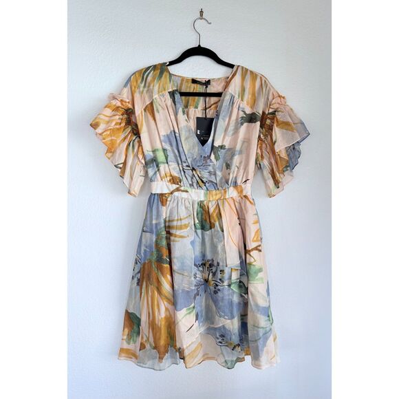 NWT TWINSET Actitude Hamal Cotton Muslin Wrap Style Watercolor Dress XS - Picture 7 of 16